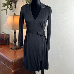 Banana Republic | Black Midi Length True Wrap Dress | Size Small Petite